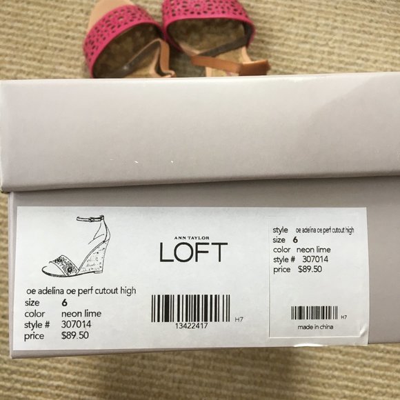 LOFT Adelina Neon Lime Perforated Wedge New In Box - Picture 10 of 12